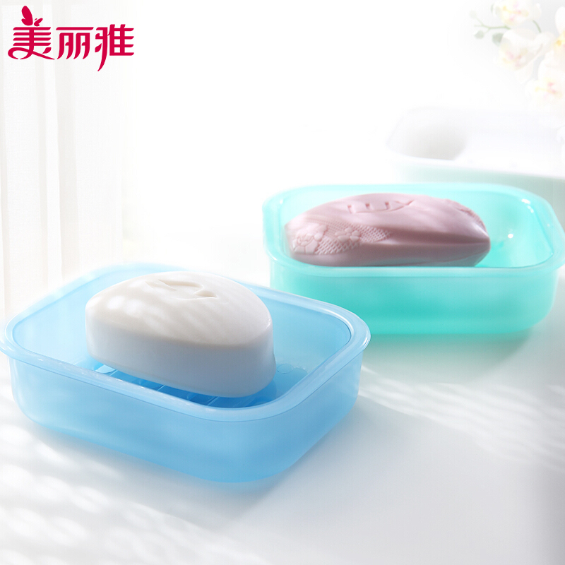 美丽雅双层沥水皂盒塑料大号创意香皂架透明皂碟沐浴盒大吉祥皂盒