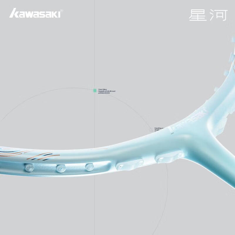 川崎(KAWASAKI)羽毛球拍全碳素单拍超轻专业耐用型拍荣耀星河井天蓝(已穿线)