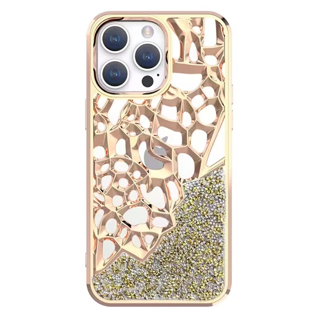 桐汝壁苹果16Promax手机壳ALT-苹果iPhone11iPhone12iPhone13iPhone14iPhone15电镀镂空散热 金色 iPhone15