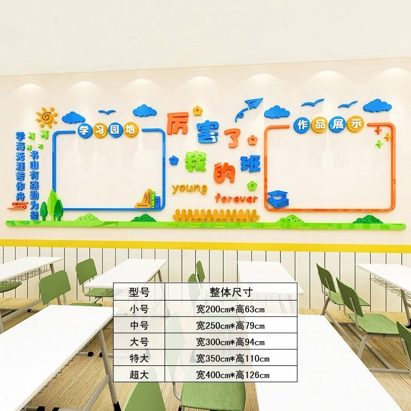 小学高中班级文化墙面装饰教室布置公告栏学习园地作品展示墙贴纸