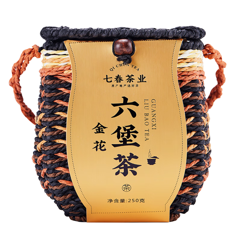 七春茶叶金花六堡茶特级散茶250g广西梧州特产黑茶窖藏陈香熟茶