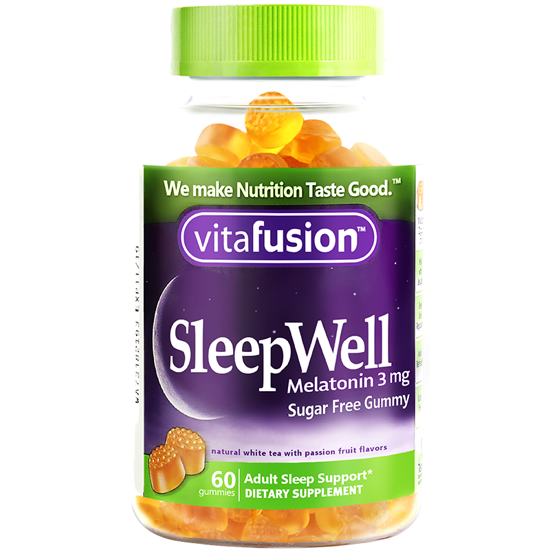 Vitafusion美國進(jìn)口3mg褪黑素助眠倒時(shí)差退黑色素天然萃取改善睡眠糖60粒