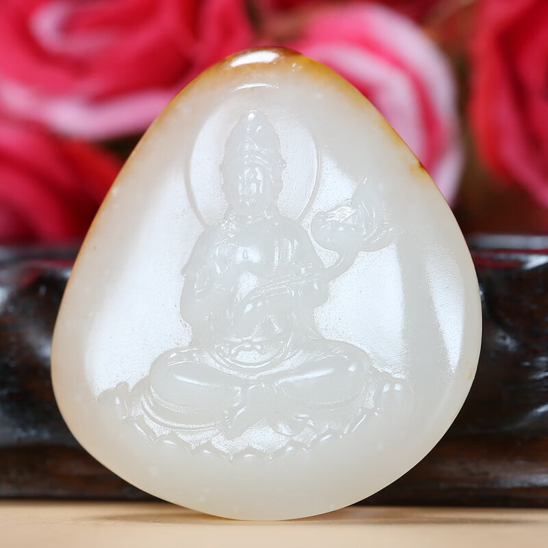 【珠宝严选】苏州玉雕大师万子涵作品 和田玉籽料羊脂玉观音吊坠玉坠