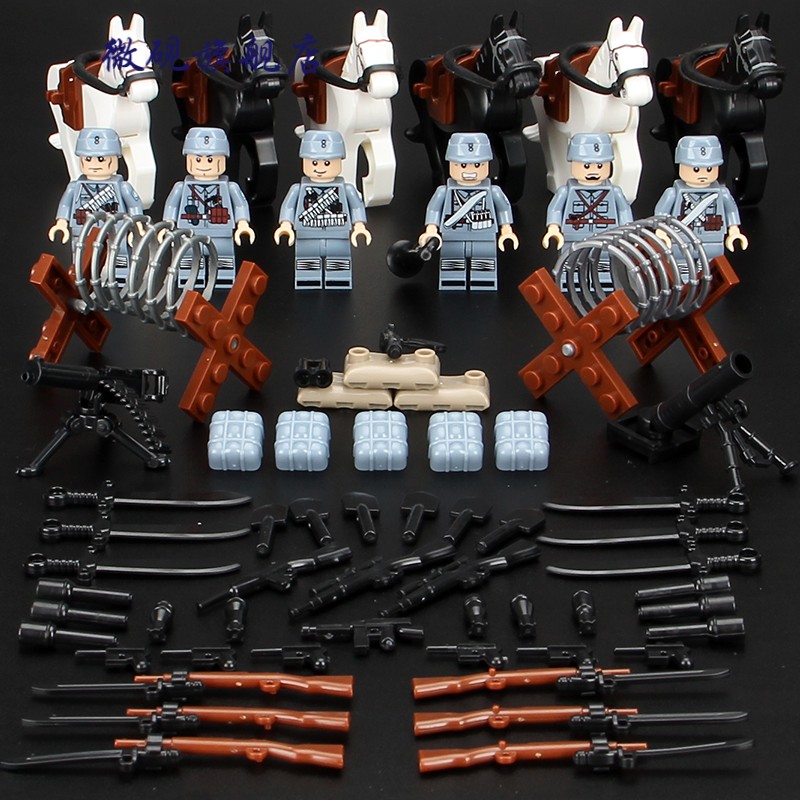 伟力兼容乐高积木军事人仔八路军武装兵人苏军国英军战争军事人仔