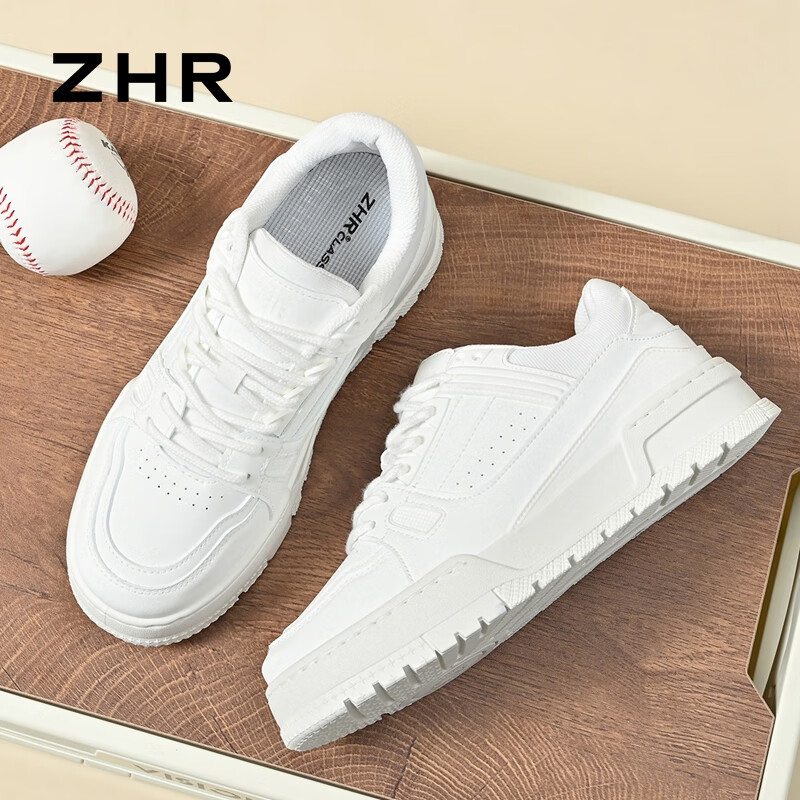 ZHR 则则男鞋【经典配色】新款运动休闲鞋男低帮厚底舒适板鞋百搭小白鞋 白色 41