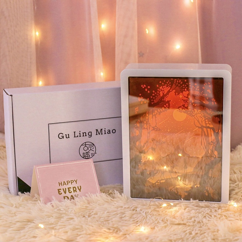 纸雕灯同学生ins毕业高颜值 【长方形镜面款】流星雨下【橘色灯光】