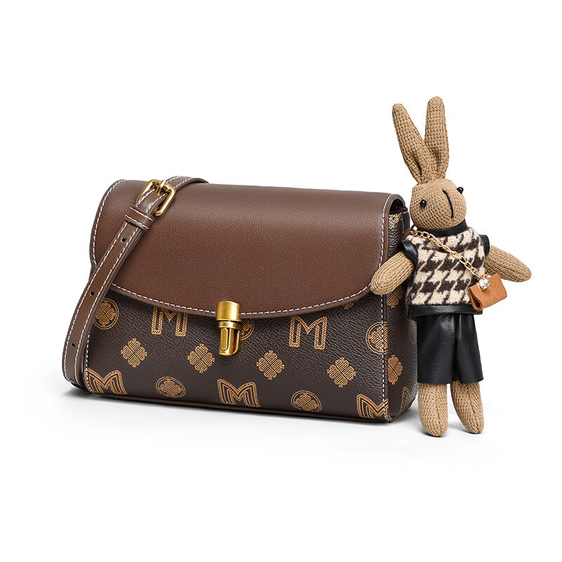 纪诗哲(GIEVSZHE)轻奢包包女包单肩包女士斜挎包七夕圣诞节送女友老婆妈妈节日礼物 米白配棕 精美礼盒