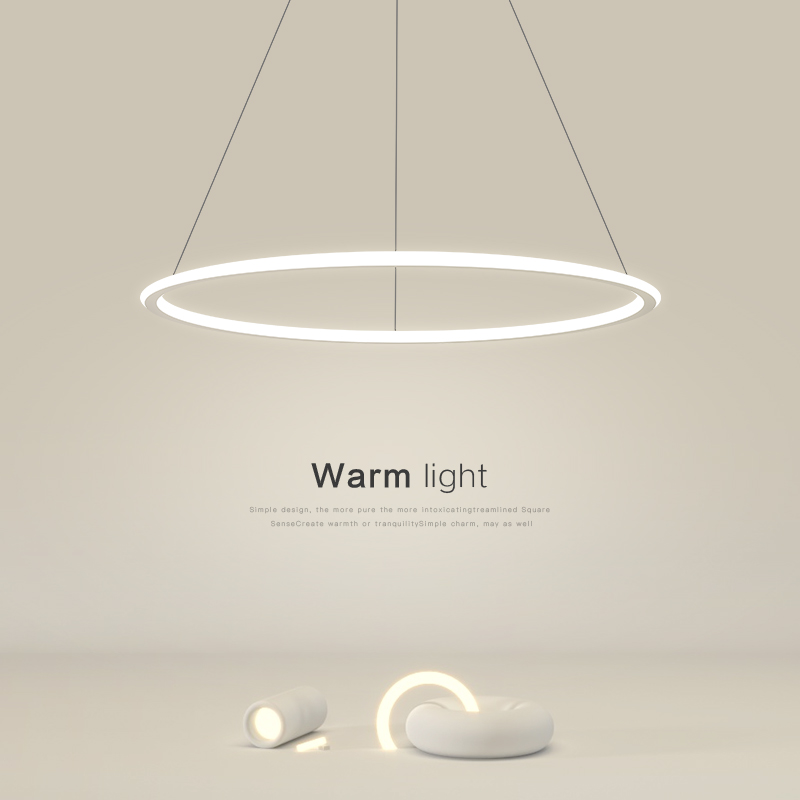 欧普灯吊灯设计师卧室餐厅圆环吊灯现代简约北欧极简办公室吊灯 白色