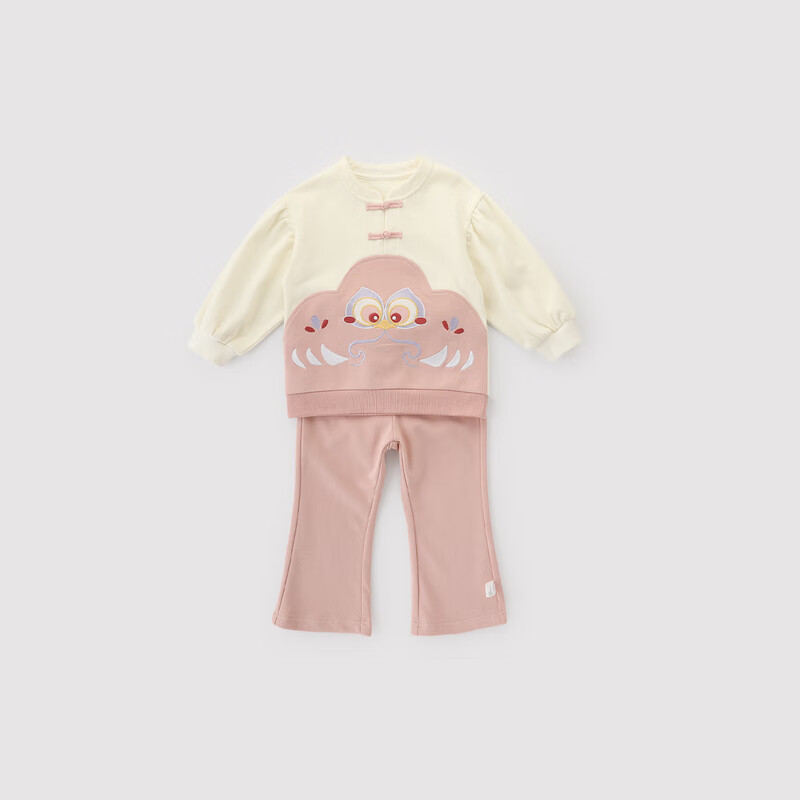 巴厘小猪（BALIPIG）【牛奶棉】女童汉服套装新中式卫衣两件套秋季儿童国 珊瑚粉 110 cm