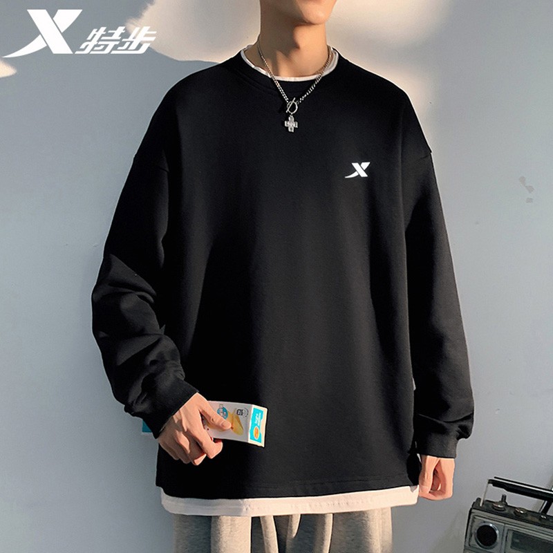 特步（XTEP） 特步卫衣男衣服运动服饰秋冬季加绒篮球服跑步服健身服男士运动装 黑色 L