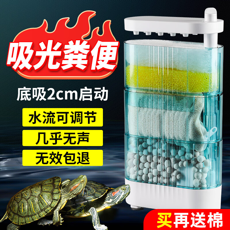 柏卡樂(lè)龜缸過(guò)濾器低水位烏龜缸吸糞吸便三合一凈水循環(huán)過(guò)濾盒烏龜池專用 藍(lán)2節(jié)-升級(jí)套餐【吸便+過(guò)濾+培菌】