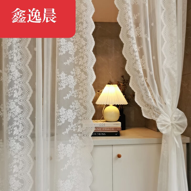 橱窗飘窗隔断魔术贴窗帘白色阳台客厅穿杆门帘 穿杆加工不含杆/内有售