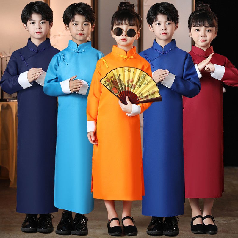 蒲阳世家儿童相声服大褂表演服马褂男女童长袍长衫快板说书人舞蹈演出
