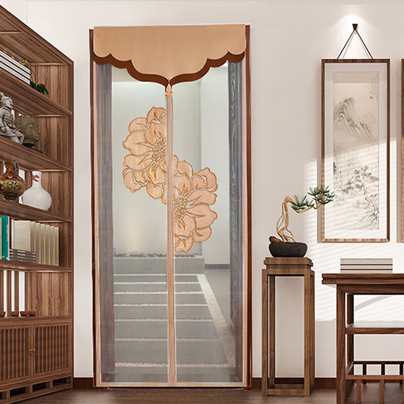 家新中式防蚊门帘入户门全磁吸魔术贴免打孔隔断帘高级卧室大门帘子