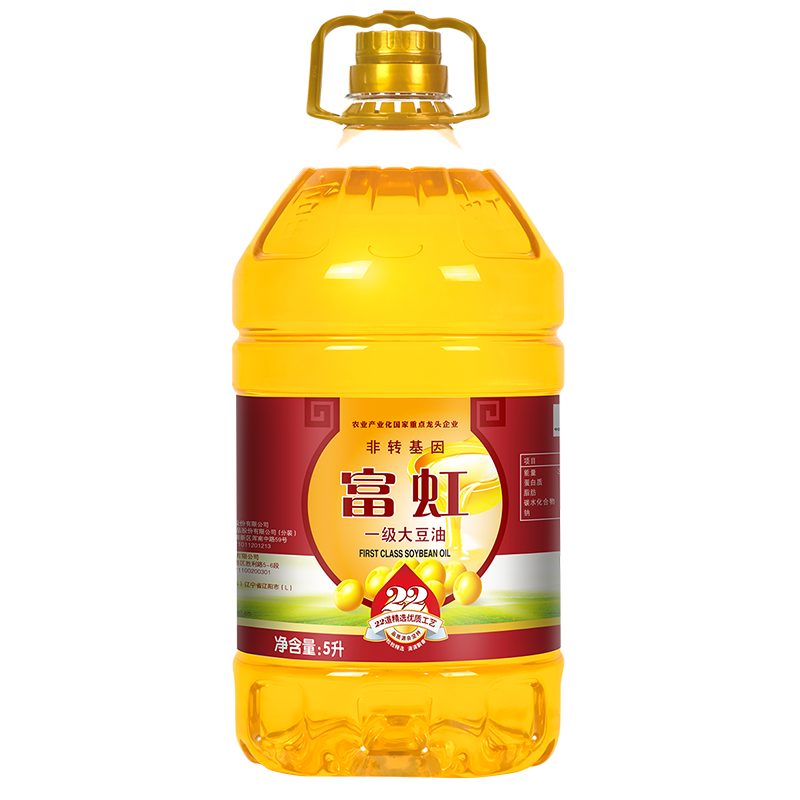 富虹油品 富虹 非转基因 一级 大豆油 清香 清炒拌菜食用油 5L