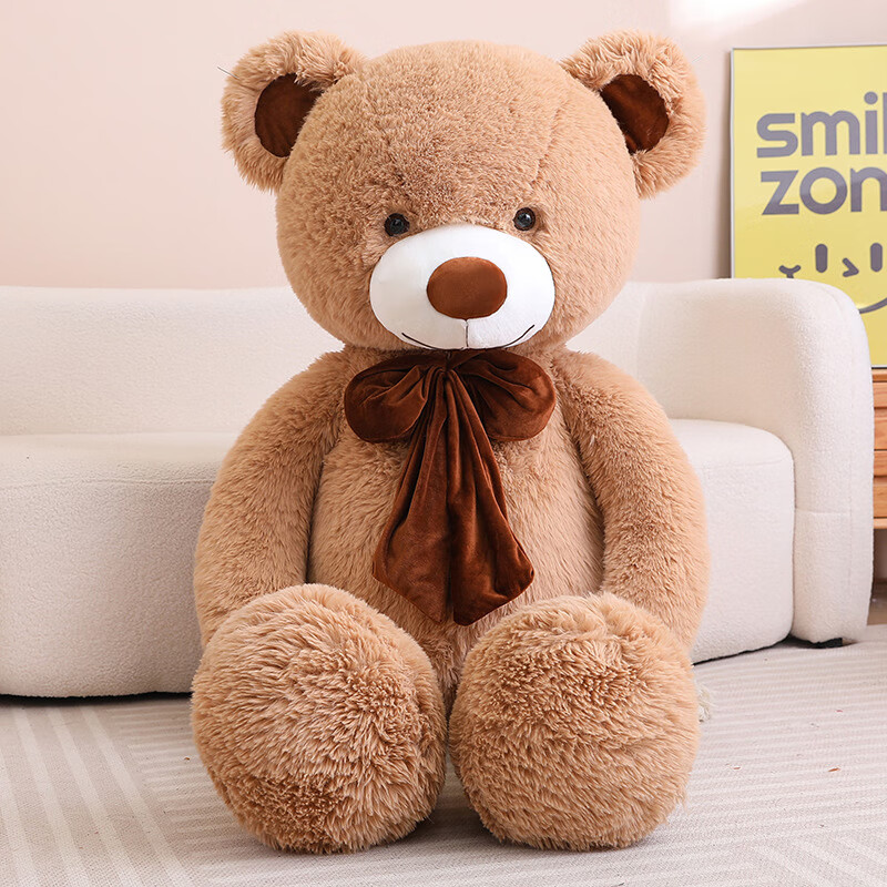 睿智熊泰迪熊玩偶毛绒玩具娃娃公仔抱枕睡觉床上抱抱熊抱睡大熊结婚娃娃 棕色 80厘米