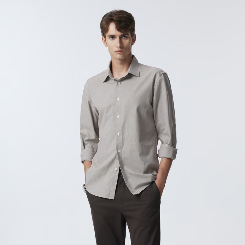 Scofield男士24年新款秋季通勤简约棉质商务休闲时尚多色长袖衬衫 棕色 2XL (185)