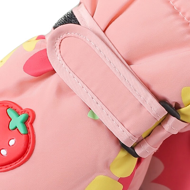 火炬人儿童手套冬季保暖加绒棉3岁到6岁男女宝宝小孩滑雪手套玩雪手套 草莓兔子