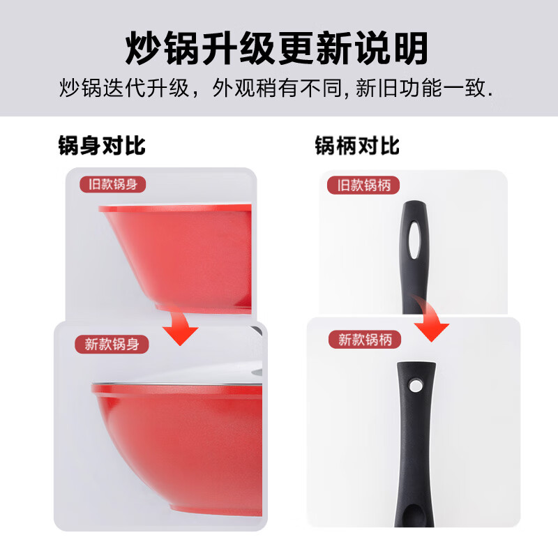 乐扣乐扣(LOCK&LOCK) 陶瓷不粘炒锅不粘锅 炒菜锅平底少油烟燃气电磁炉通用 红色【升级款】+硅胶铲 30cm 【带锅盖】