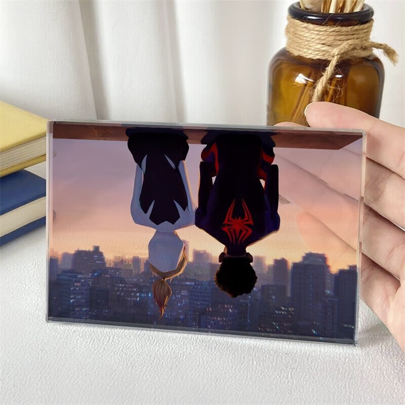好沐音yearo toy蜘蛛侠纵横宇宙水晶立牌个性动画桌面摆件玻璃二次元