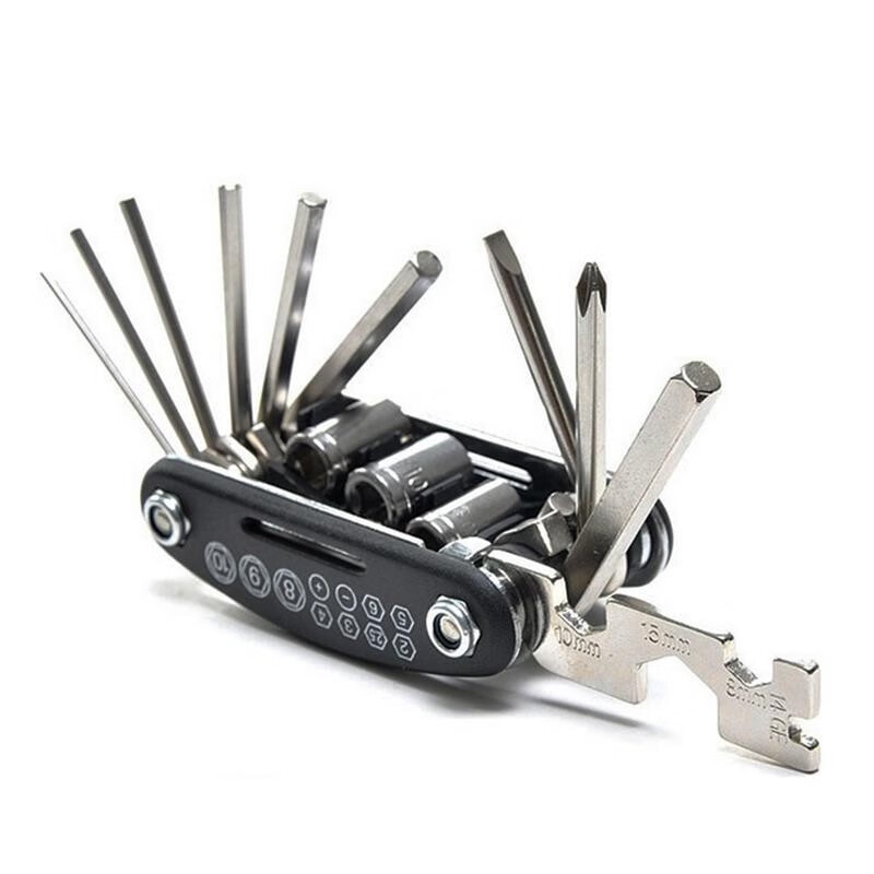 米良品（Kavar）多功能折叠随身螺丝刀套装16合一自行车维修扳手工具修车补胎配件 1套装