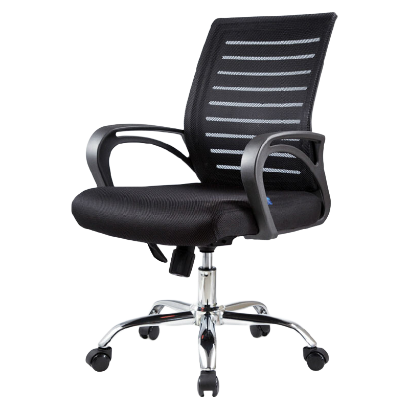 YOUE.OF办公家具 电脑椅办公椅职员网椅转椅会议椅弓形椅子家用电脑椅子靠背椅休闲椅培训椅 黑框黑网 钢制脚