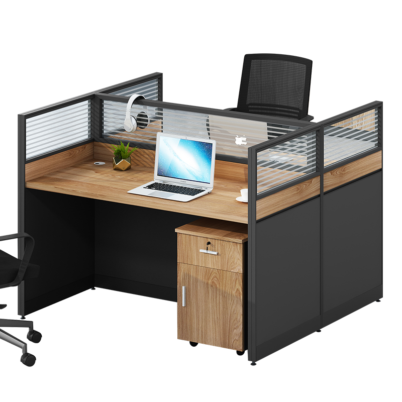 卡奈登员工电脑桌 屏风工作卡位职员桌 组合办公桌 现代简约办公家具 对坐双人位含柜不含椅YX-O250