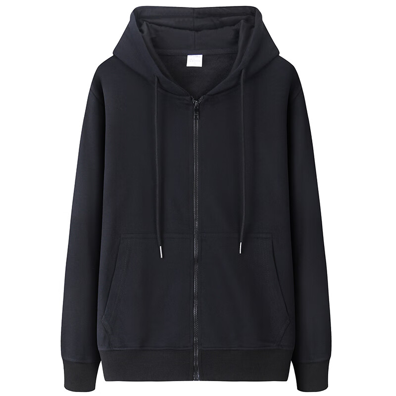 的卫衣男日系春秋冬开衫宽松运动外套青中年色加绒连帽 黑色/不加绒 s