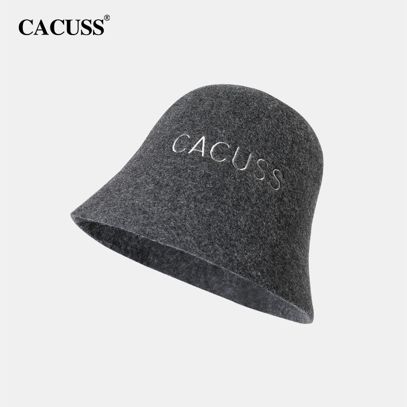 cacuss帽子女冬季新款纯色百搭盆帽显脸小纯羊毛保暖渔夫帽pm290 深