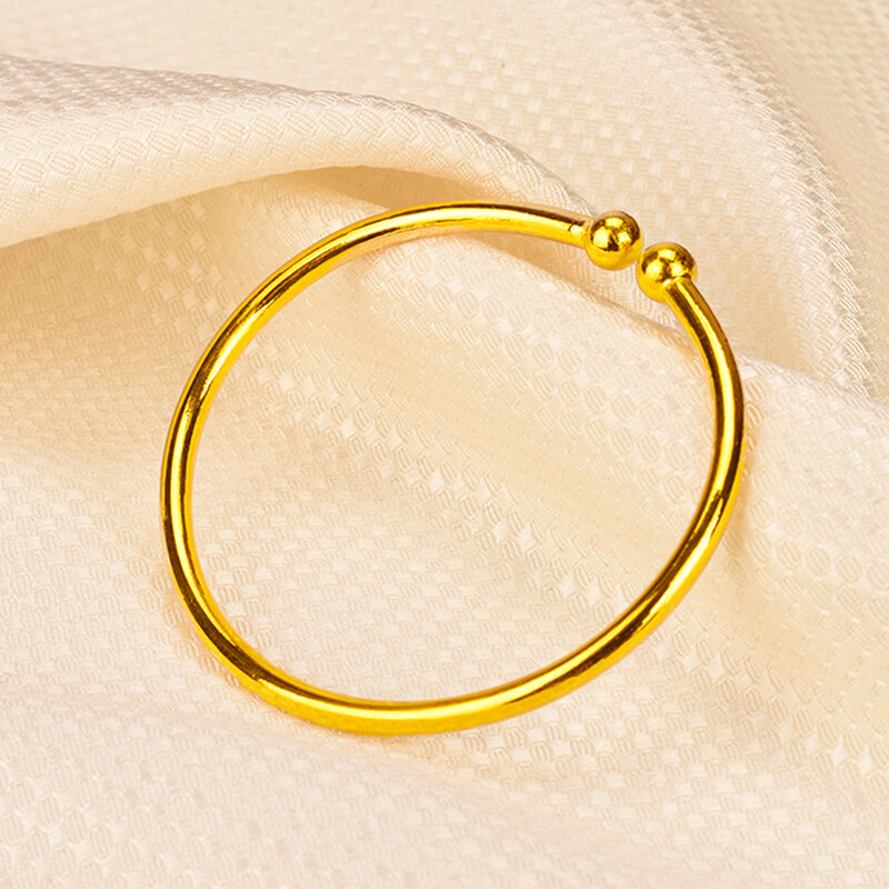匠蕴黄金手镯女足金999光面开口素圈镯子送老婆 空心 粗约2.5mm 9g