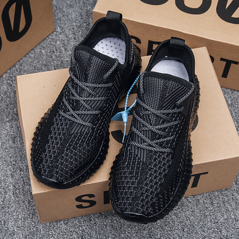 spraying椰子鞋350透气飞织男女春夏款情侣果冻软底百搭跑步运动鞋子