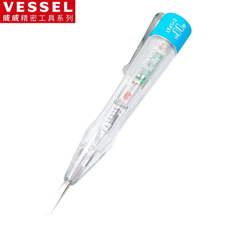 VESSEL威威日本进口LED验电螺丝刀低压用No.83L电工一字测电笔低压100-250v试电笔