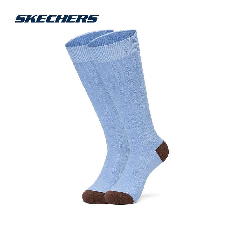 斯凯奇（Skechers）新款男女同款舒适时尚及膝袜透气纱线简约袜子 彩蛋紫/046G S