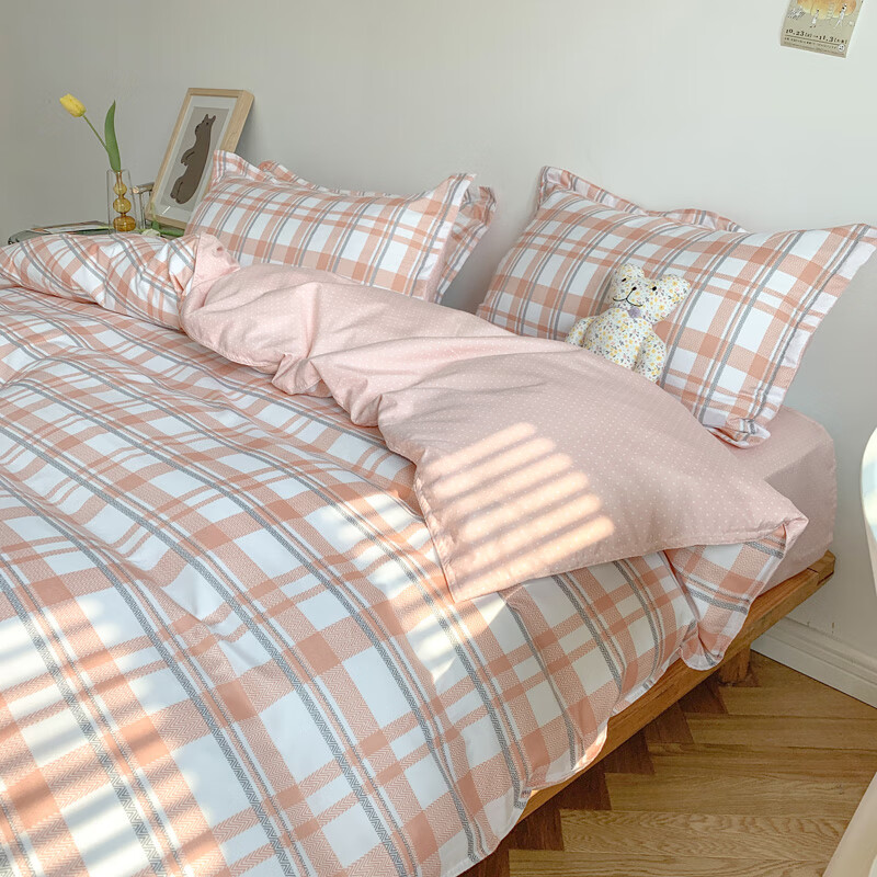 床单被套罩四件套学生宿舍床上用品ins少女心单人三件套3 墨格莉-玉