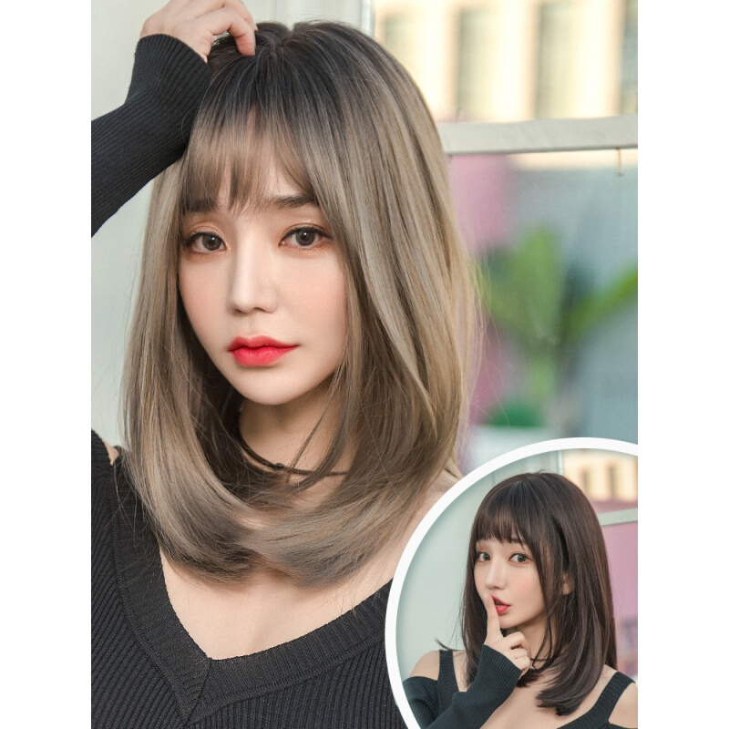 唐妮 韩式发型假发女中长发长直发自然全头套式伪娘网