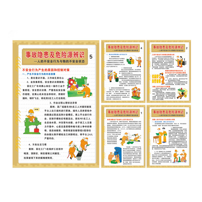 庄太太【事故隐患排查挂图5张70*100cm】消防安全宣传画挂图企业员工