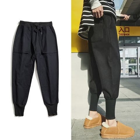 裤哈伦束脚老爹裤九分潮牌裤子男宽松嘻哈林弯弯 高品质 大口袋工装裤