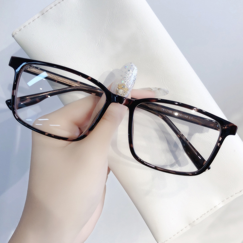 男女情侣潮流方框镜架女士复古tr防蓝光眼镜插针脚透明全镜框板材平光