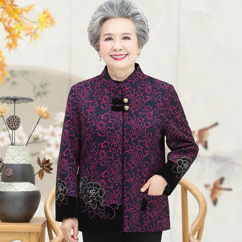 西柏图 奶奶装冬装老人唐装外套老年人女装上衣60-70岁老太太衣服妈妈