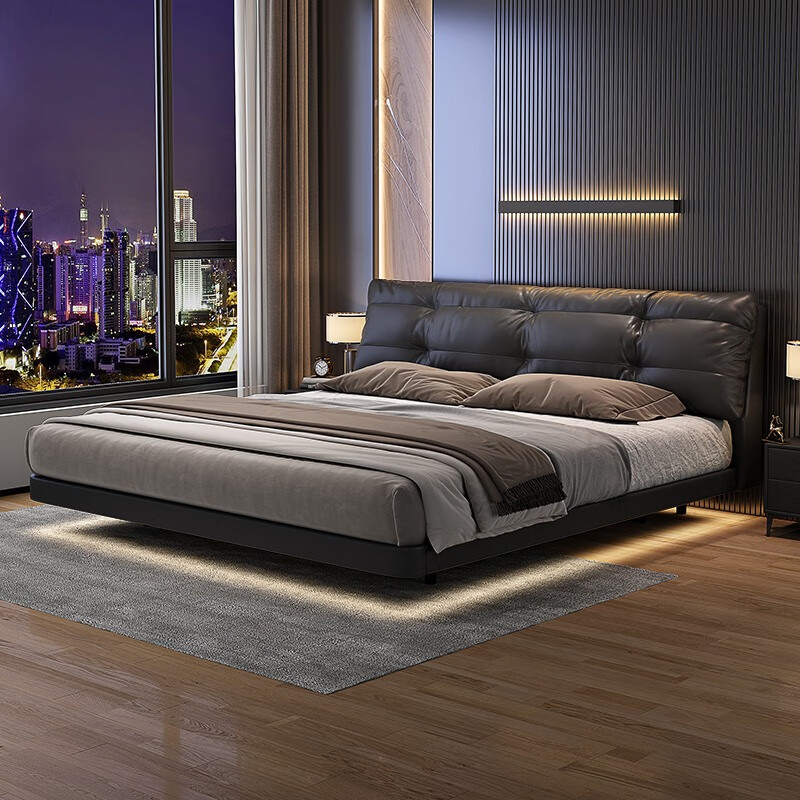 笛央床 悬浮真皮床现代简约ins网红仙女床意式极简设计师主卧双人床  