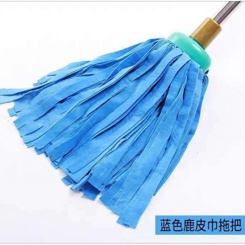 鹿皮拖把鹿皮巾拖把圆头老式墩布鸡皮巾鹿皮绒吸水pva传统家用拖布一拖净纤雅洁（QianYaJie） 圆头2头2杆(两套加大升级款)