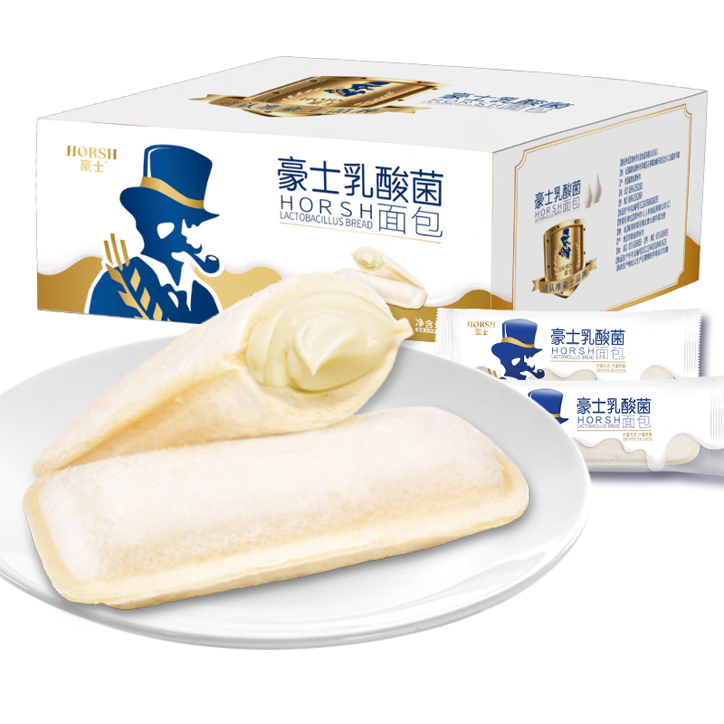 豪士（HAOSHI） 豪士乳酸菌小口袋面包酸奶爆浆早餐代餐整箱 休闲零食品饼干蛋糕 豪士乳酸菌420g