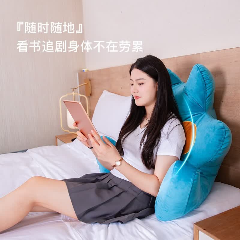 考拉吉苏床上沙发护腰靠垫床头靠枕 靠背一体软包 办公休闲追剧阅读腰靠 少女粉（丽丝绒） 68cm*56cm*56cm 含枕芯 小号-适合儿童155CM以下