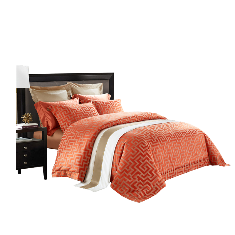 柚言簡(jiǎn)約高端四件套純棉140S埃及長(cháng)絨棉色織提花被套輕奢全棉酒店床品 沐晨 四件套 1.8米床 床單款 （被套200*230cm）