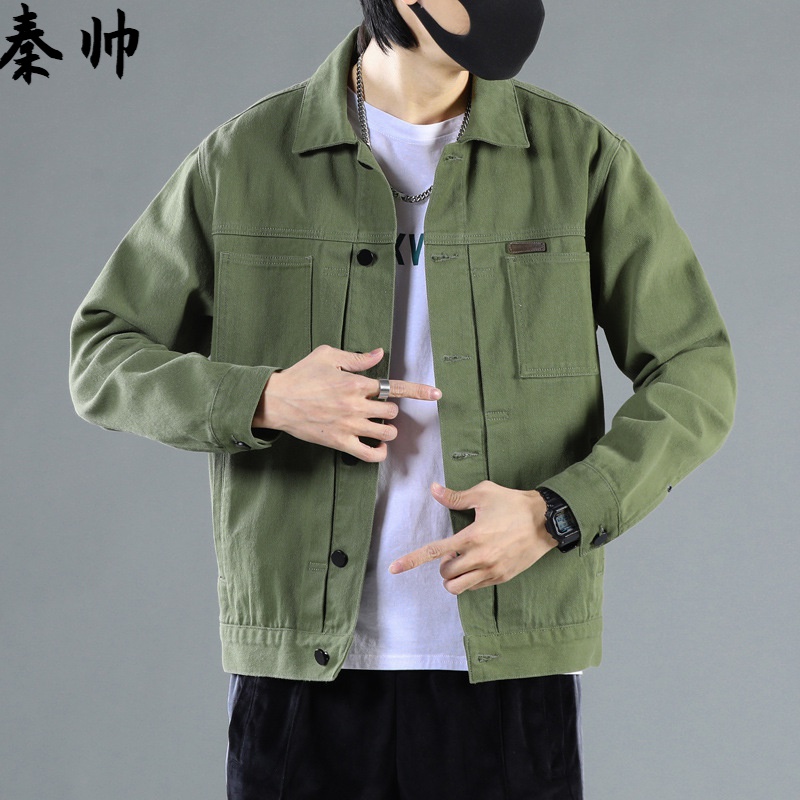广州新塘牛仔衣男 春季浅色牛仔外套男宽松潮牌工装夹克网红韩版上衣