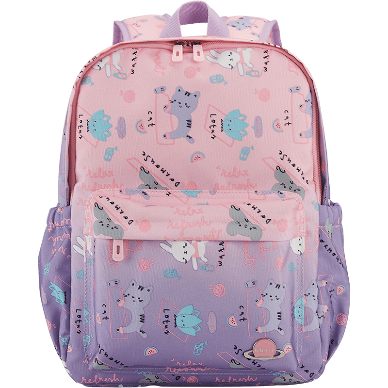 卡拉羊兒童書包男女幼兒園書包小學生書包1-2-3年級韓版背包 丁香紫瑜伽貓中號|1年級