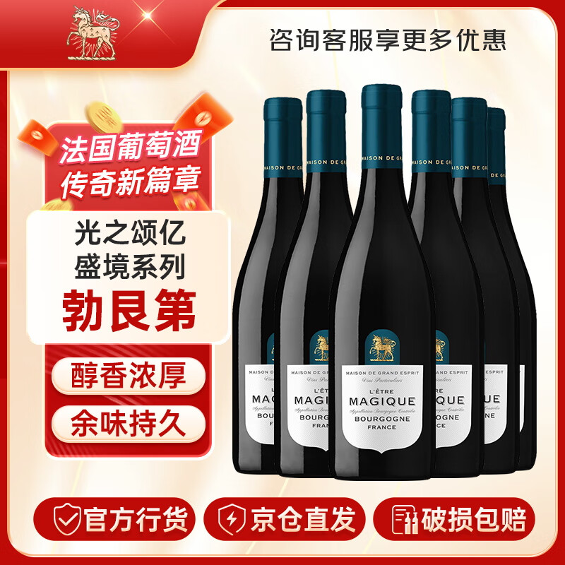 光之颂亿红酒 法国原瓶进口干红葡萄酒 节日送礼 盛境系列勃艮第750ml*6整箱装
