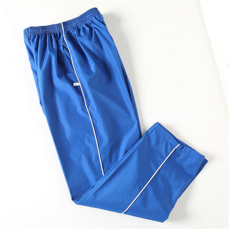 班黛菲 滑料校服裤子 夏季初高中校裤 带网藏青白边小学生校裤运动两