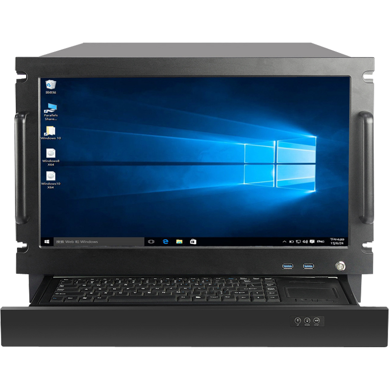 5寸触摸显示屏带键盘ip网络广播一体主机导播服务器 机箱 官方标配