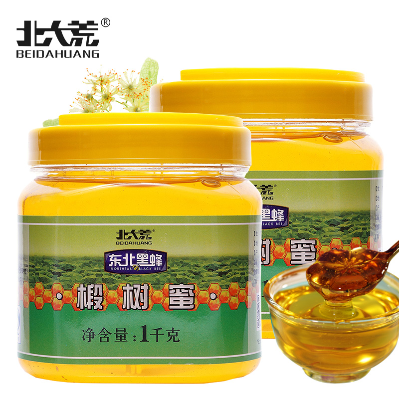 北大荒 东北黑蜂蜜 椴树蜜1000g*2瓶 纯蜂蜜无添加